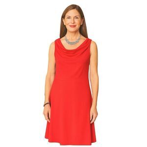 Ann Taylor Cowl Neck Red Sleeveless Mini A-line Dress